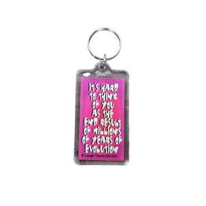 End Result of Millions of Years of Evolution Key Chain Plastic Pink Funny 2”